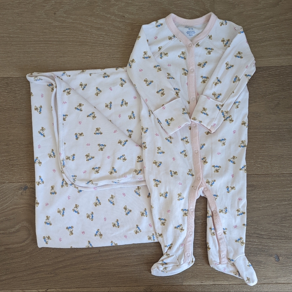 Ralph Lauren Baby Onesie and Matching Blanket